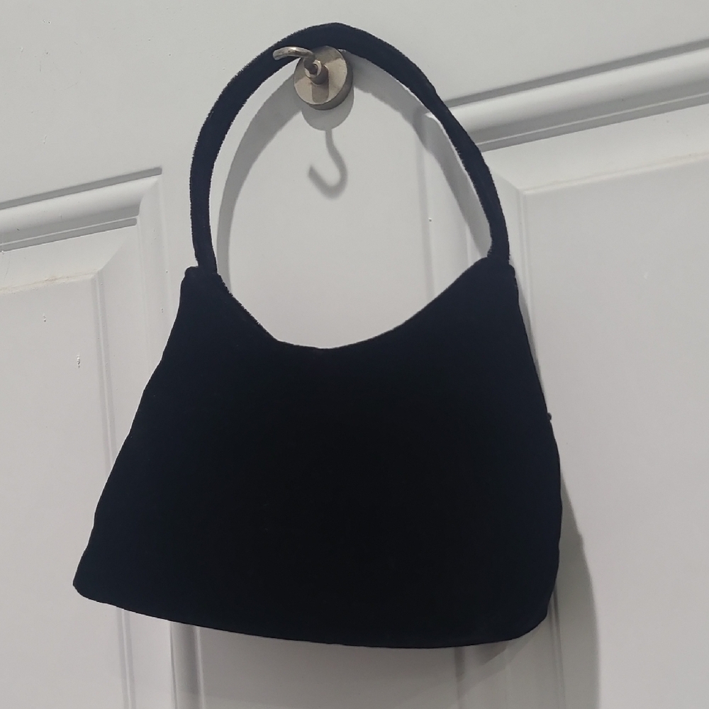 Black Shoulder Bag with Rhinestone Accent - Picture 3 of 9
